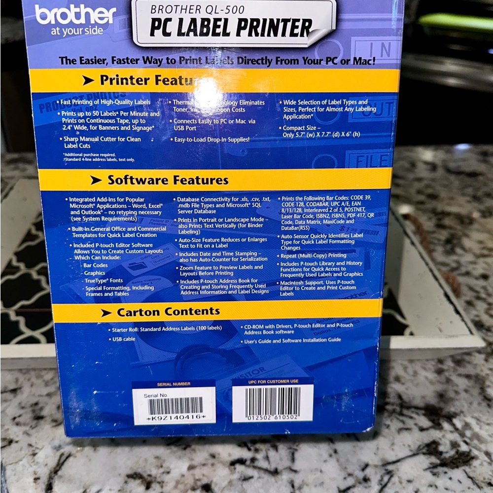 BROTHER QL-500
PC LABEL PRINTER - Picture 10 of 10